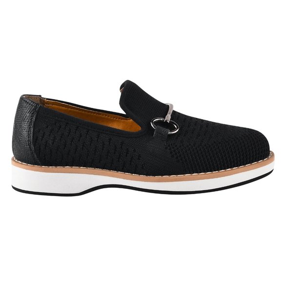 Joyce Boys Textile & Lizard Print Leather Kids Slip on Black Loafer Shoes - Picture 5 of 7